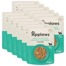 Vrečka z mačjo hrano APPLAWS, tuna in slaniki, 12 x 70g