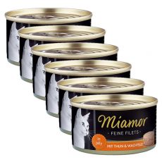 Konzerva mačje hrane Miamor Filet, tuna in prepeličja jajca, 6 x 100 g
