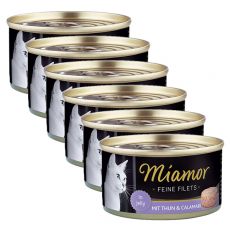 Konzerva mačje hrane Miamor Filet, tuna in lignji, 6 x 100 g