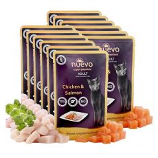 Vrečka NUEVO CAT Adult Chicken & Salmon 12 x 85 g