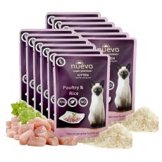 Vrečka NUEVO CAT Kitten Poultry & Rice 12 x 85 g