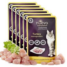 Vrečka NUEVO CAT Sensitive Turkey Monoprotein 6 x 85 g