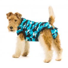 Pooperacijska obleka za psa S kamuflažni vzorec v modri barvi