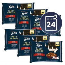 FELIX Tasty Shreds vrečke z okusno hrano v soku 24 x 80 g