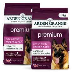 ARDEN GRANGE Premium rich in fresh chicken & rice 2 x 12 kg