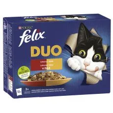 Vrečke FELIX Fantastic Duo, okusen izbor hran v želatini 12 x 85 g