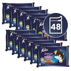 Vrečke FELIX Junior Fantastic, okusen izbor hran v želatini 48 x 85 g