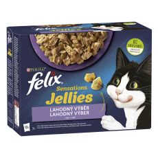 Vrečke FELIX Sensations okusen izbor hran z jagnjetino, skušo, sledom in puranom v želatini 12 x 85 g