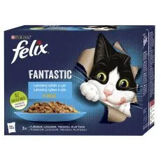 Vrečke FELIX Fantastic okusen izbor hran z lososom, morsko plo&scaron;čo, tuno in trsko 12 x 85 g