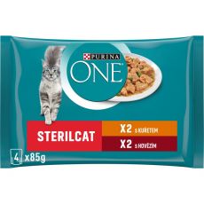PURINA ONE STERILCAT piščanec in govedina v soku 4 x 85 g