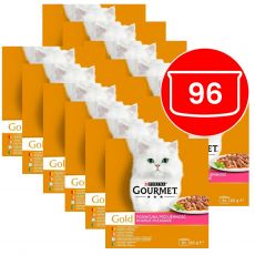 Mačja hrana v konzervah Gourmet GOLD – obara z mesnimi koščki 96 x 85 g