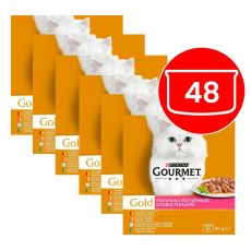 Mačja hrana v konzervah Gourmet GOLD – obara z mesnimi koščki 48 x 85 g