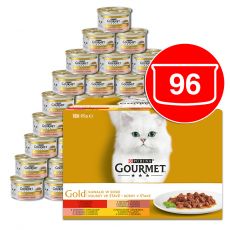 Konzerva mačje hrane GOURMET GOLD, koščki v omaki 96 x 85g