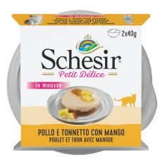 Schesir cat Petit Delice piščanec, tuna in mango 2 x 40 g