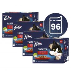 Vrečke FELIX Fantastic okusen izbor hran v želatini – pakiranje različnih hran 96 x 85 g