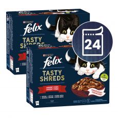FELIX Tasty Shreds mix vrečke z okusnim mesom v soku 24 x 80 g