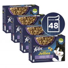 Vrečke FELIX Sensations okusen izbor hran z jagnjetino, skušo, sledom in puranom v želatini 48 x 85 g