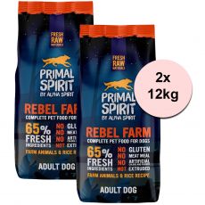 Primal Spirit Dog 65% Rebel Farm – piščanec in ribe 2 x 12kg