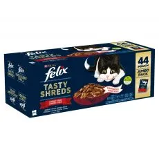 FELIX TASTY SHREDS Multipack - s pi&scaron;čancem/govedino/raco/korenčkom v soku 44 x 80 g