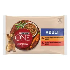 PURINA ONE MINI Dog Adult pi&scaron;čanec in govedina v soku 4 x 85 g