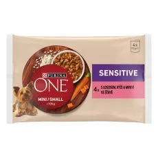 PURINA ONE MINI Dog Sensitive Losos v soku 4 x 85 g