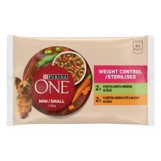 PURINA ONE MINI Dog Weight Control Korenje in pi&scaron;čanec v soku 4 x 85 g