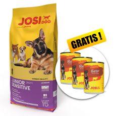 JOSIDOG Junior Sensitive 15 kg + 3 pločevinke BREZPLAČNO